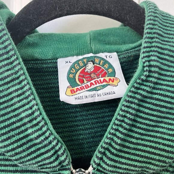 Vintage Barbarian Hoodie Mens XL Stripe Saskatchewan Roughriders Made in Canada - Picture 3 of 7